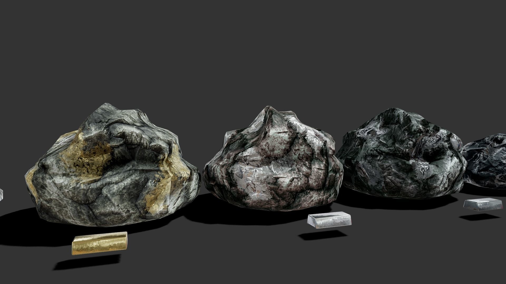 Ores and ingots pack Low-poly 3D model_15