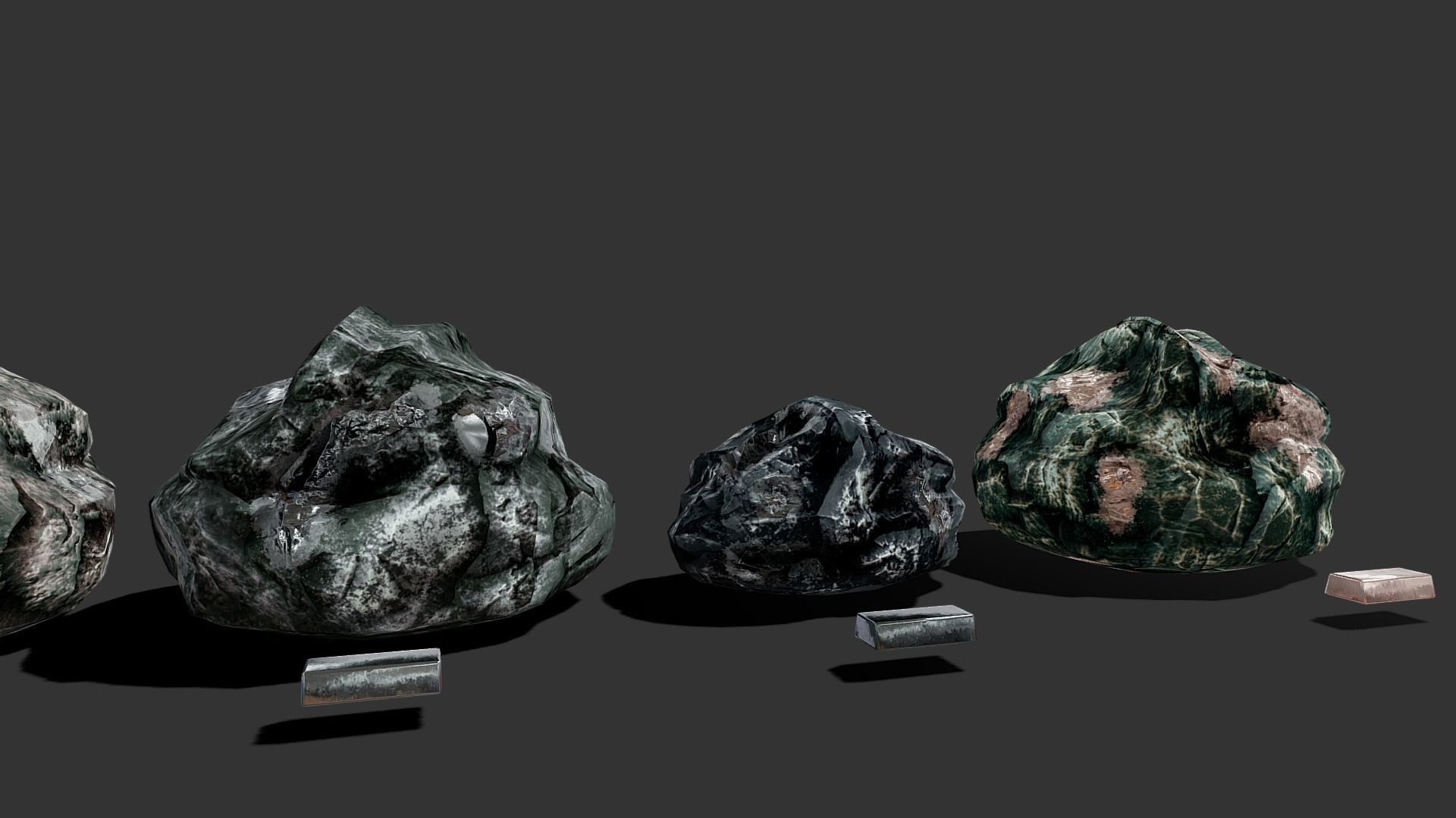 Ores and ingots pack Low-poly 3D model_16
