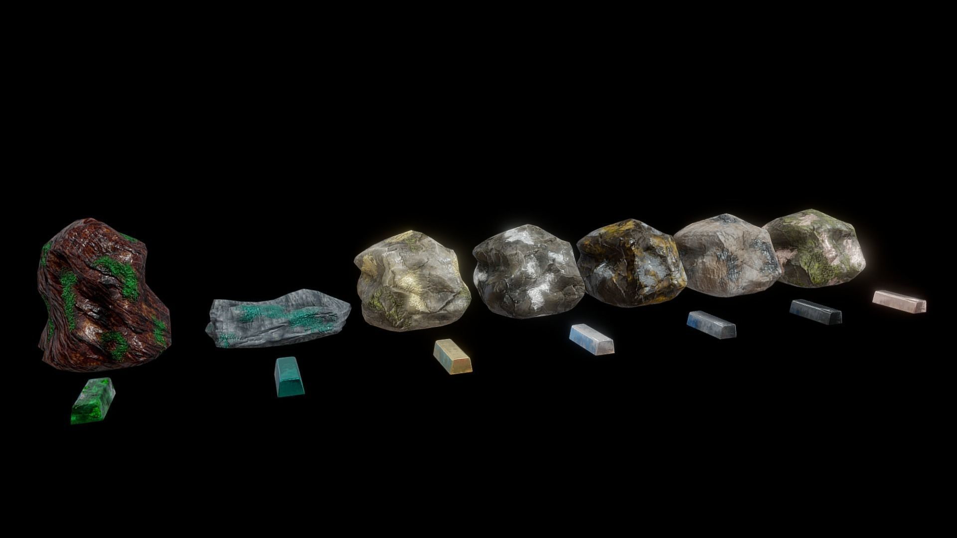 Ores and ingots pack Low-poly 3D model_7