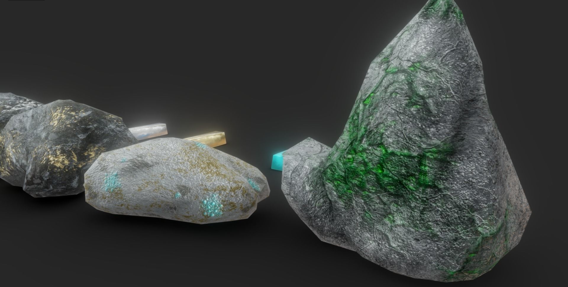 Ores and ingots pack Low-poly 3D model_28