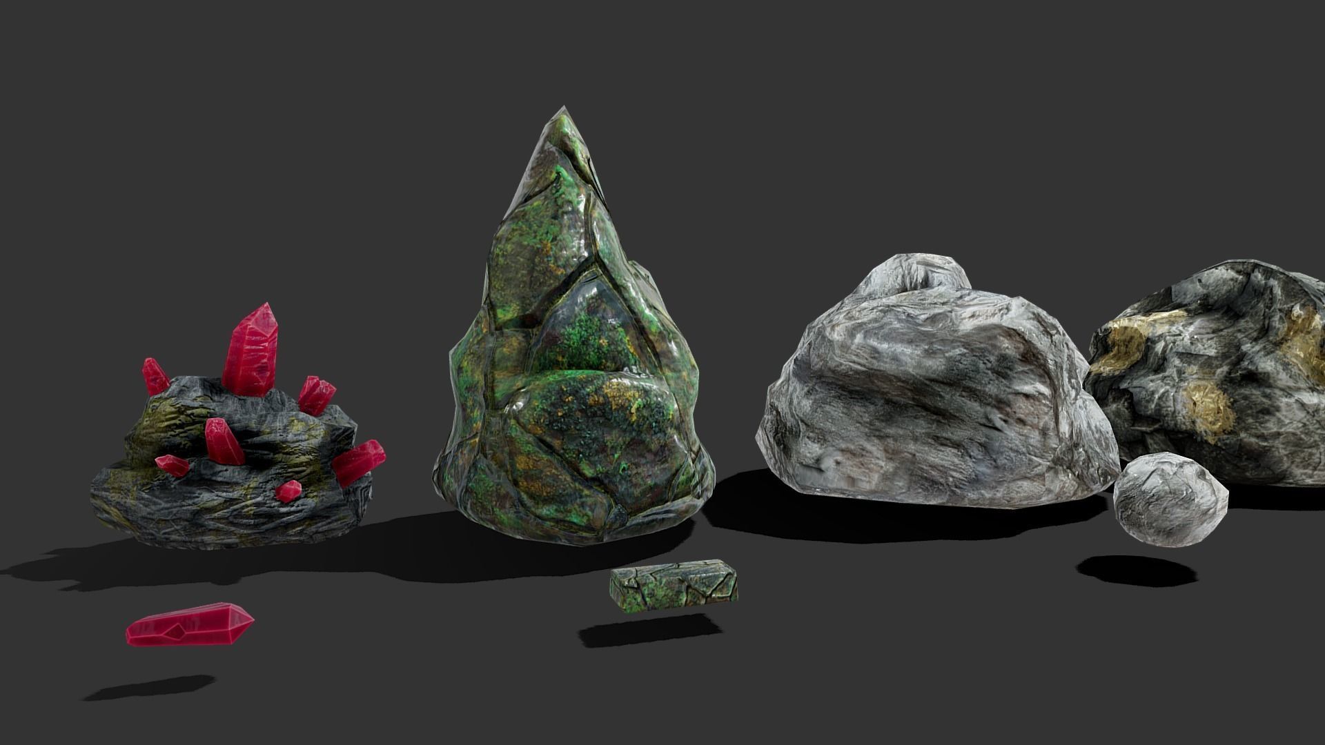 Ores and ingots pack Low-poly 3D model_6