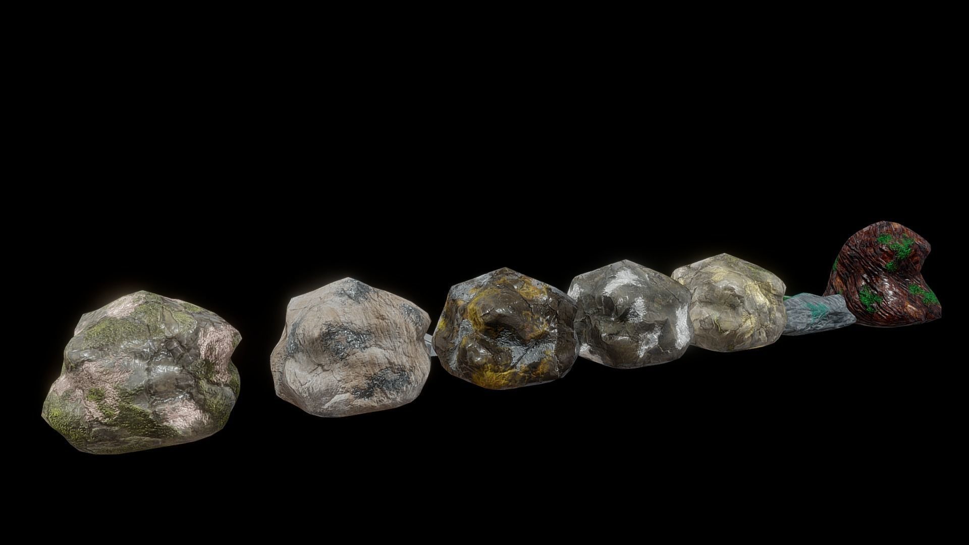 Ores and ingots pack Low-poly 3D model_8