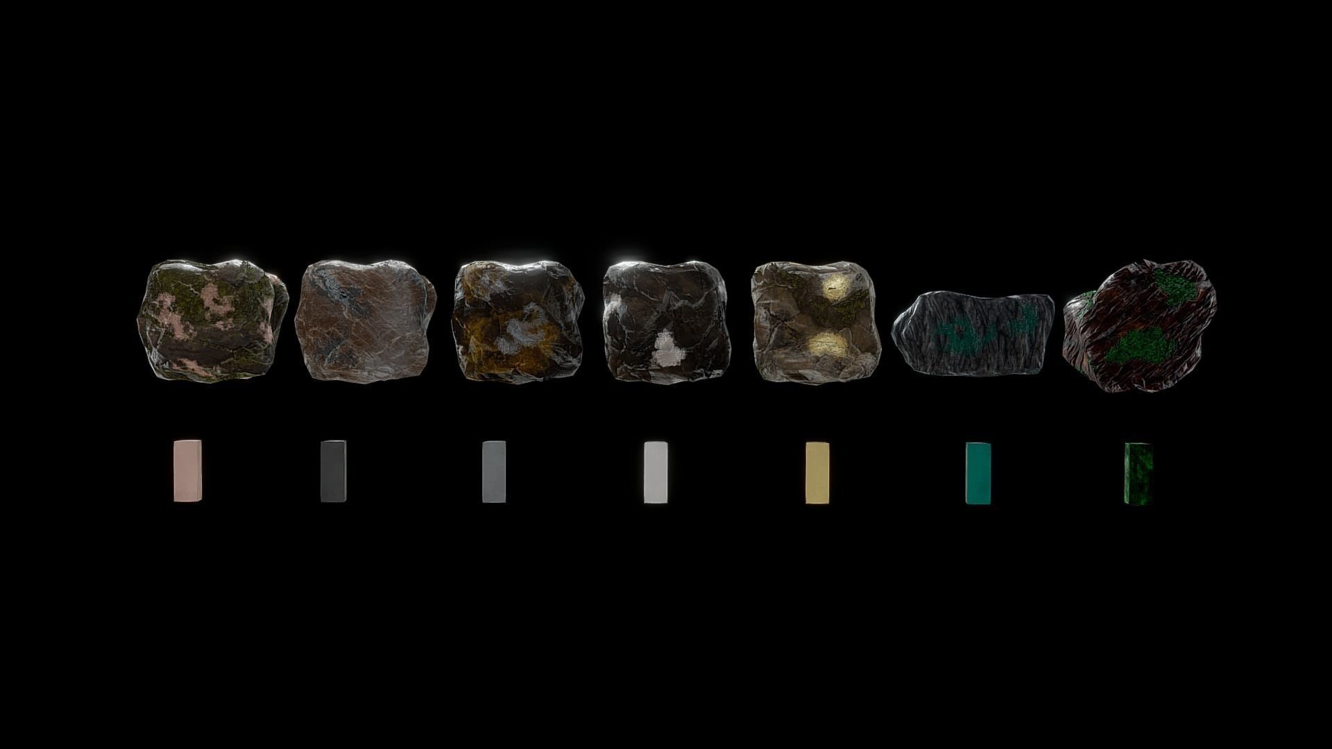 Ores and ingots pack Low-poly 3D model_14