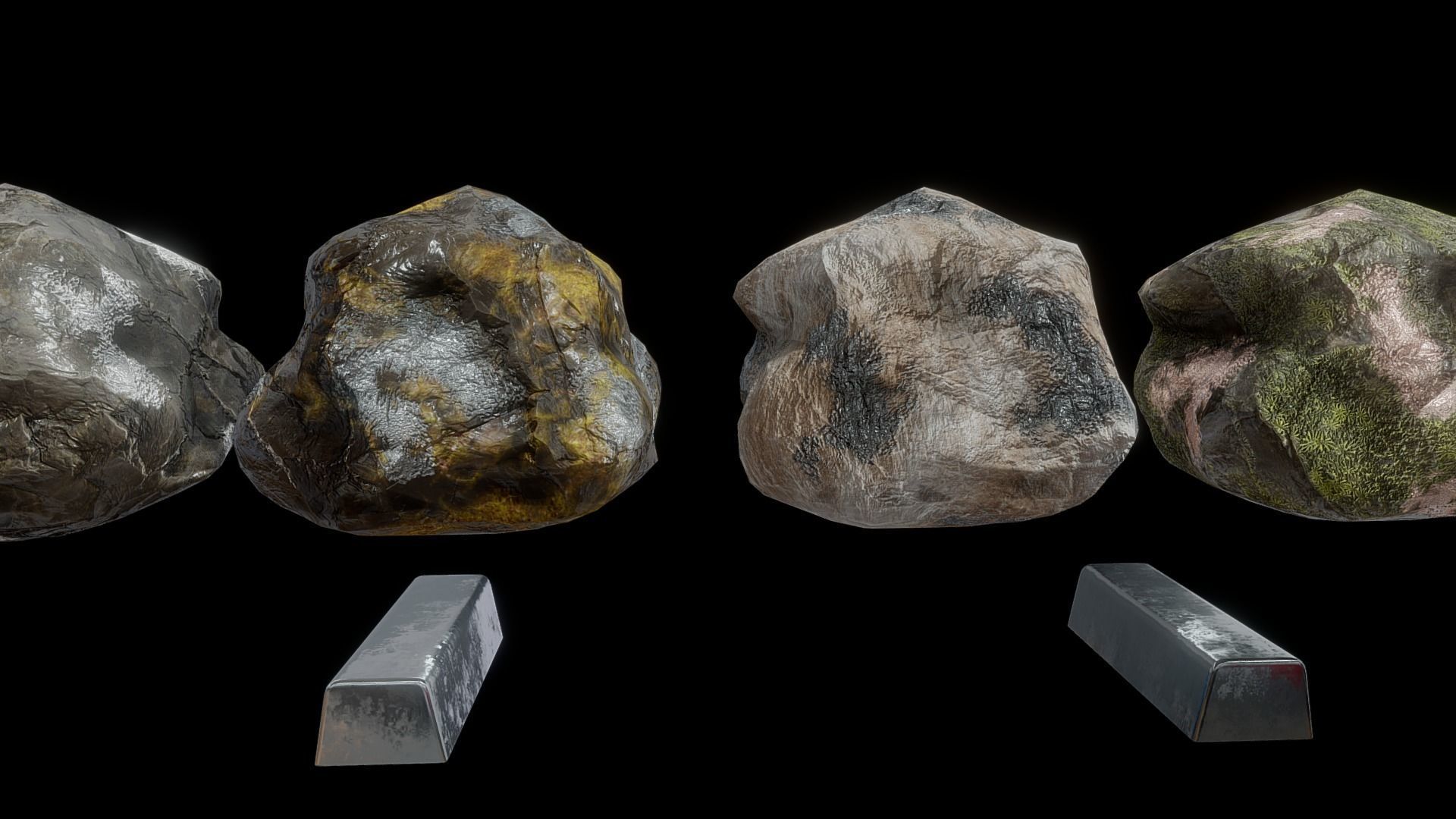 Ores and ingots pack Low-poly 3D model_11