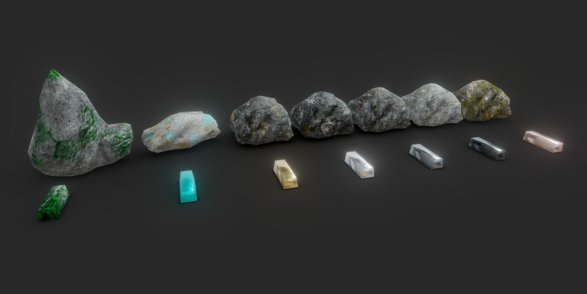 Ores and ingots pack Low-poly 3D model_17