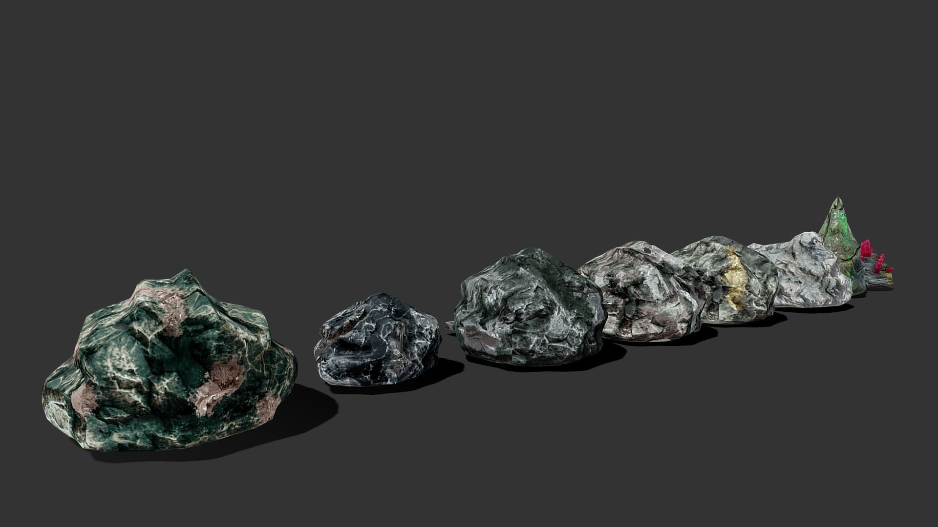 Ores and ingots pack Low-poly 3D model_3