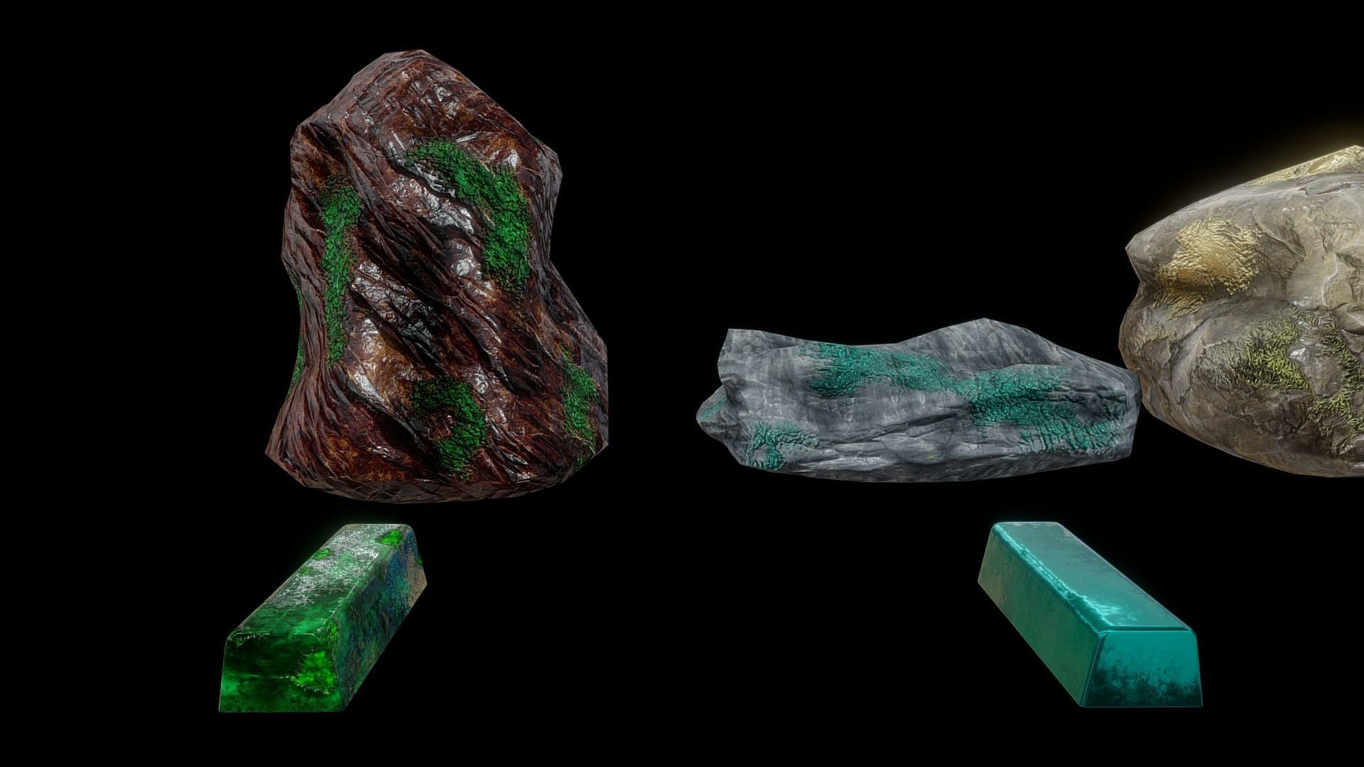 Ores and ingots pack Low-poly 3D model_9