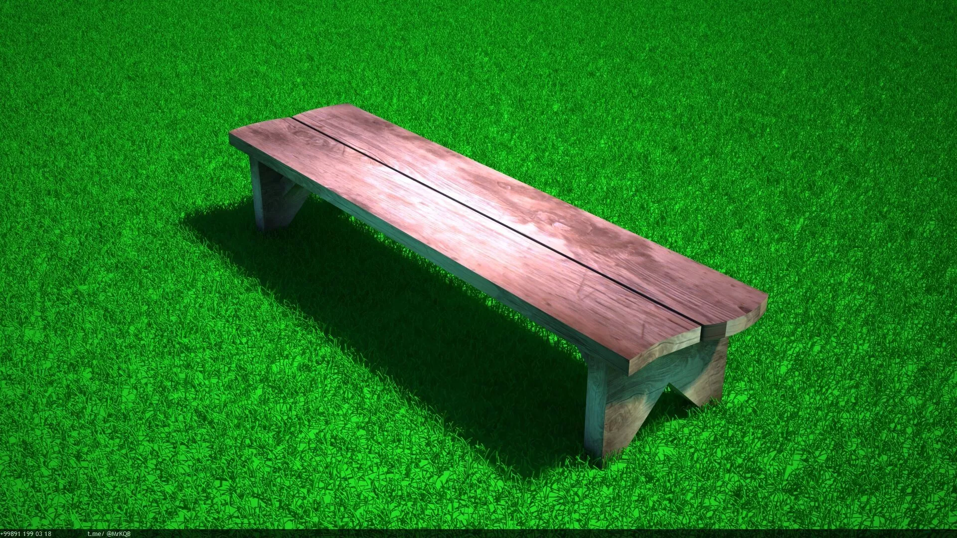bench wooden on grass 3D model