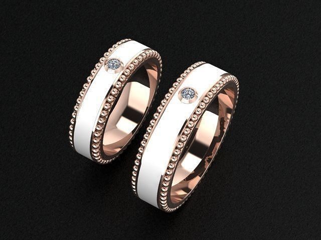 Wedding band-rings with gem and enamel 3D print or cnc model 3D print model