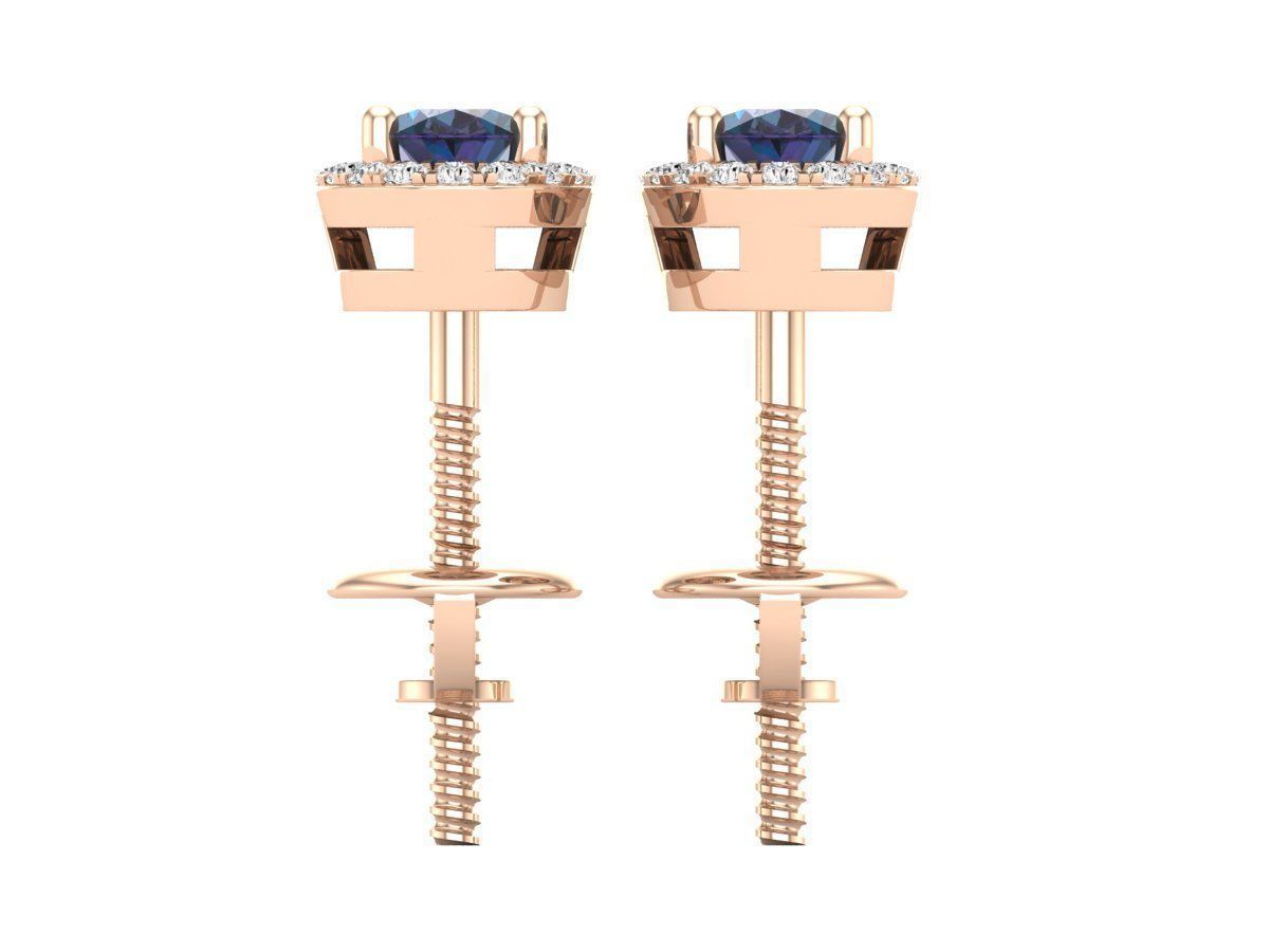 Ovel shape halo Diamond-earrings for woman 3D print model_12