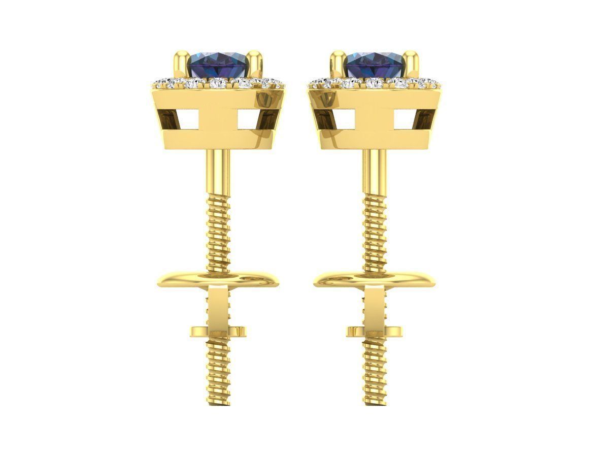 Ovel shape halo Diamond-earrings for woman 3D print model_11