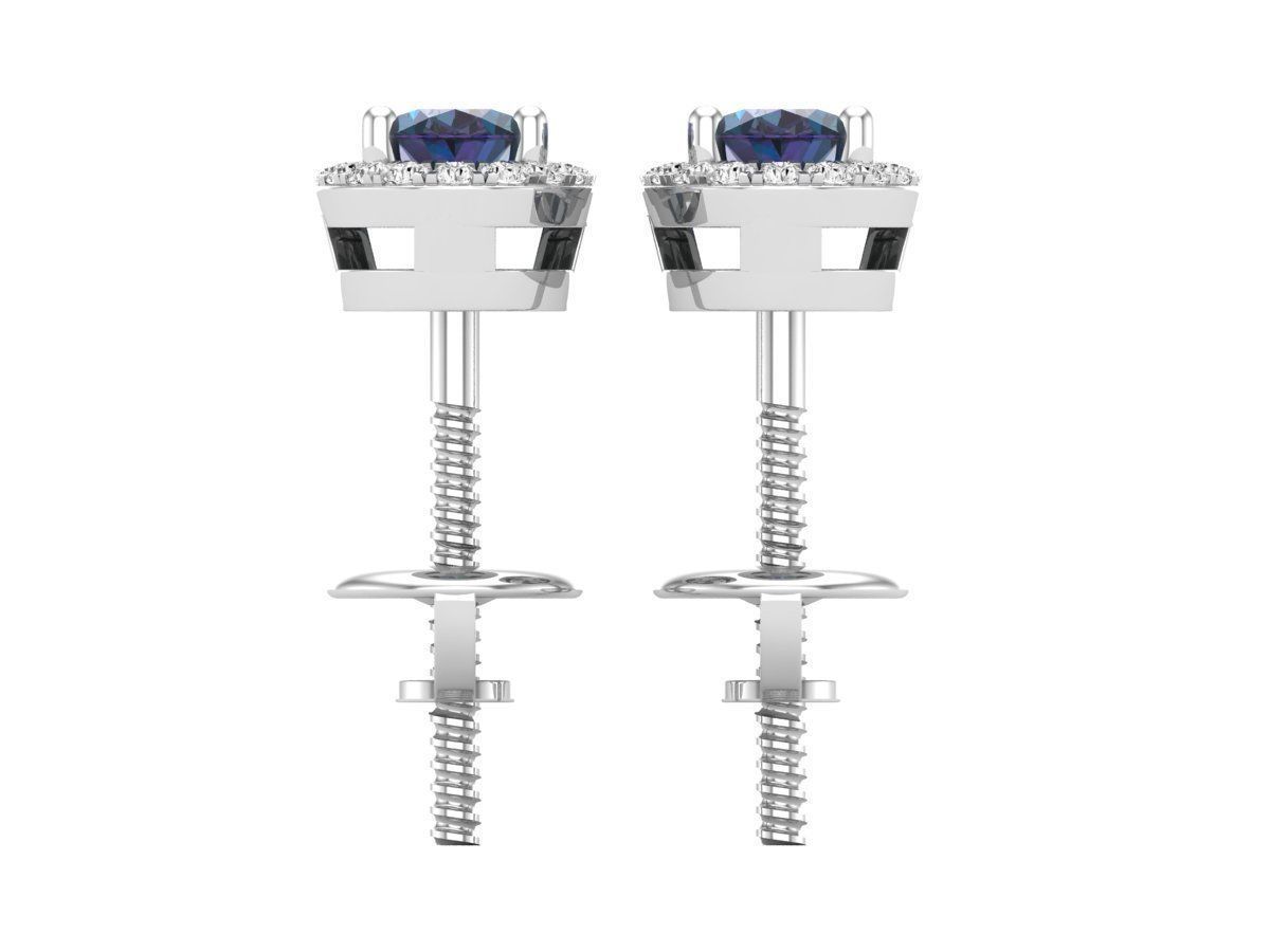 Ovel shape halo Diamond-earrings for woman 3D print model_10