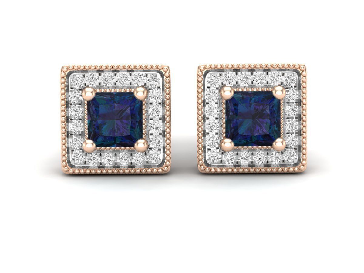 Diamond earrings for woman 3D print model_4