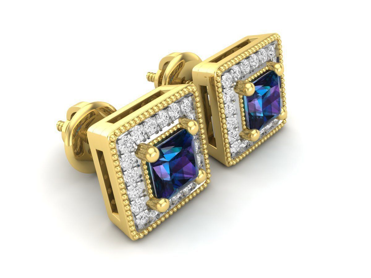 Diamond earrings for woman 3D print model_6