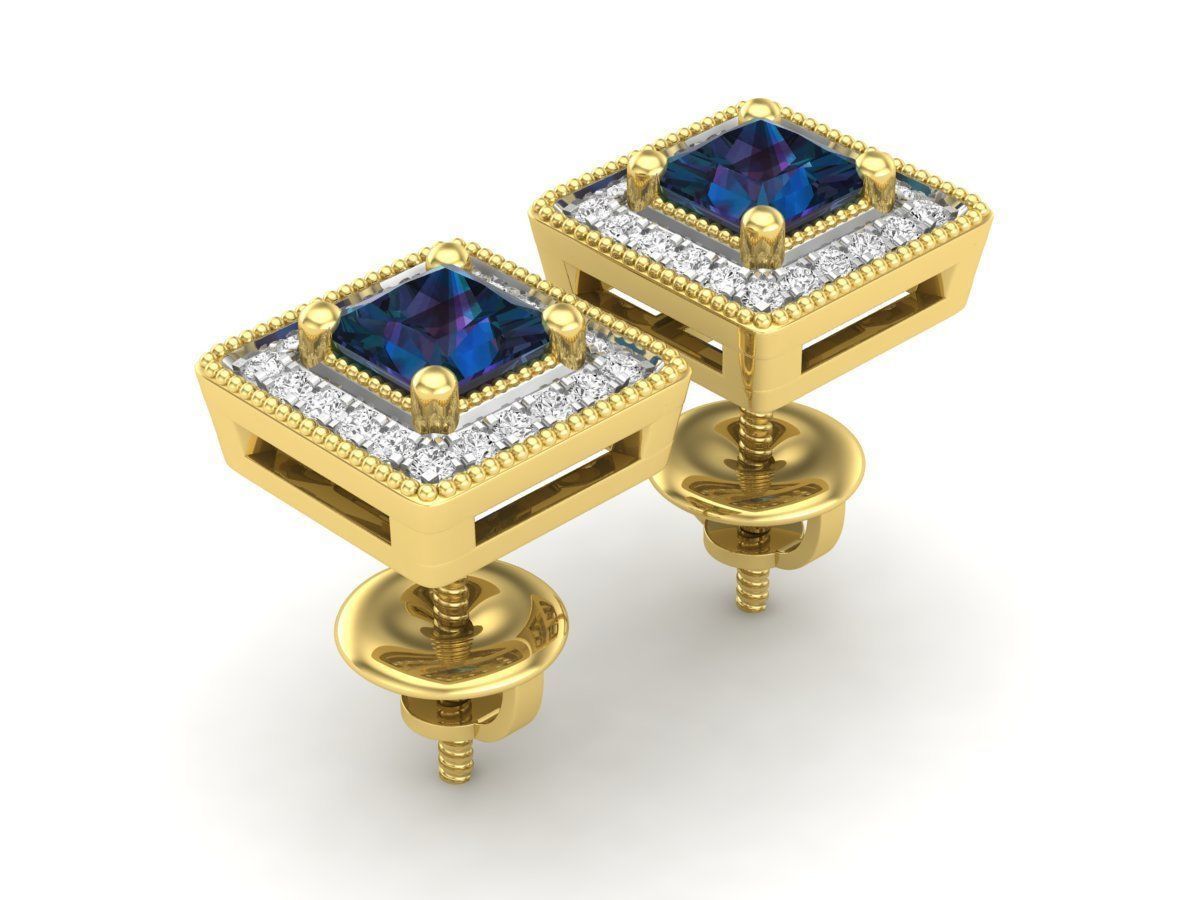 Diamond earrings for woman 3D print model_1