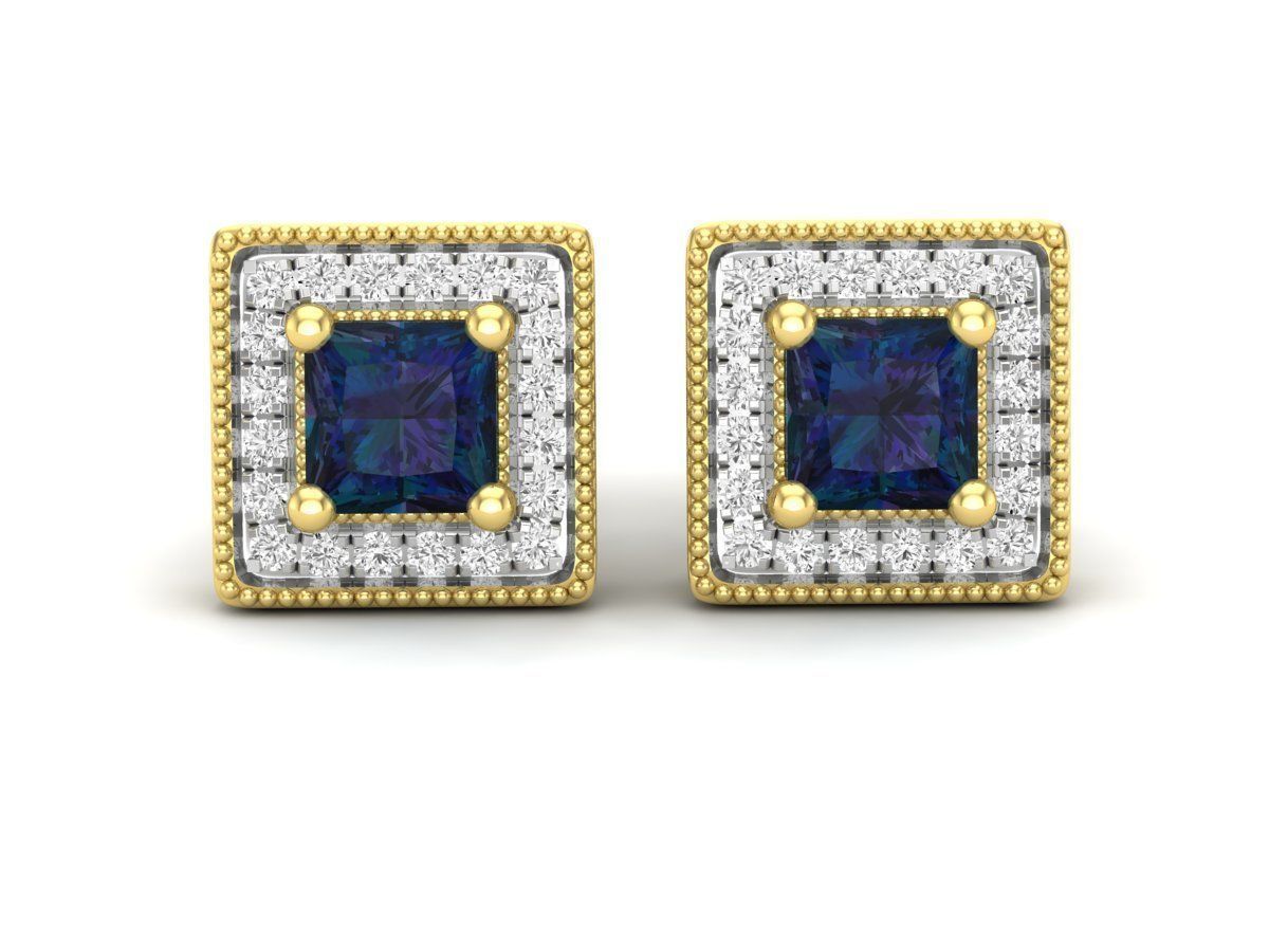 Diamond earrings for woman 3D print model_12