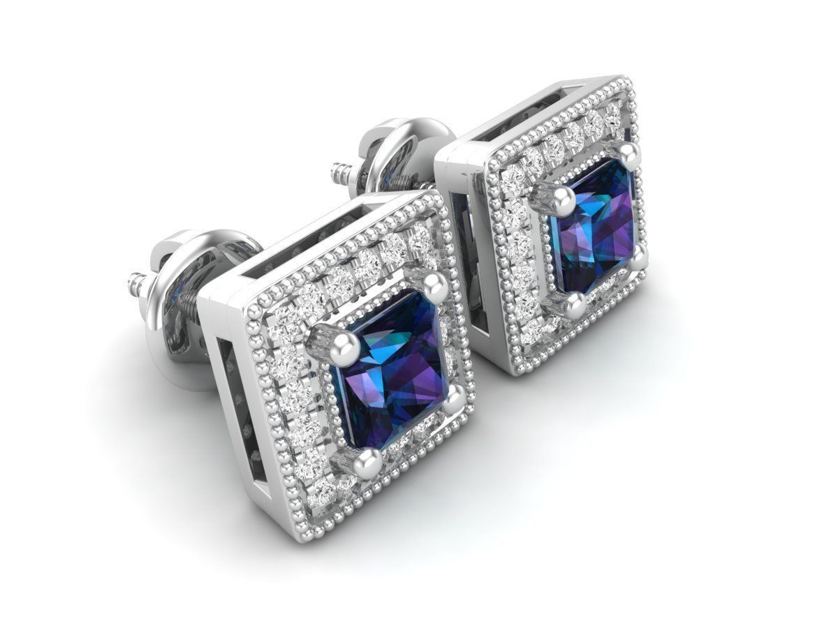 Diamond earrings for woman 3D print model_7