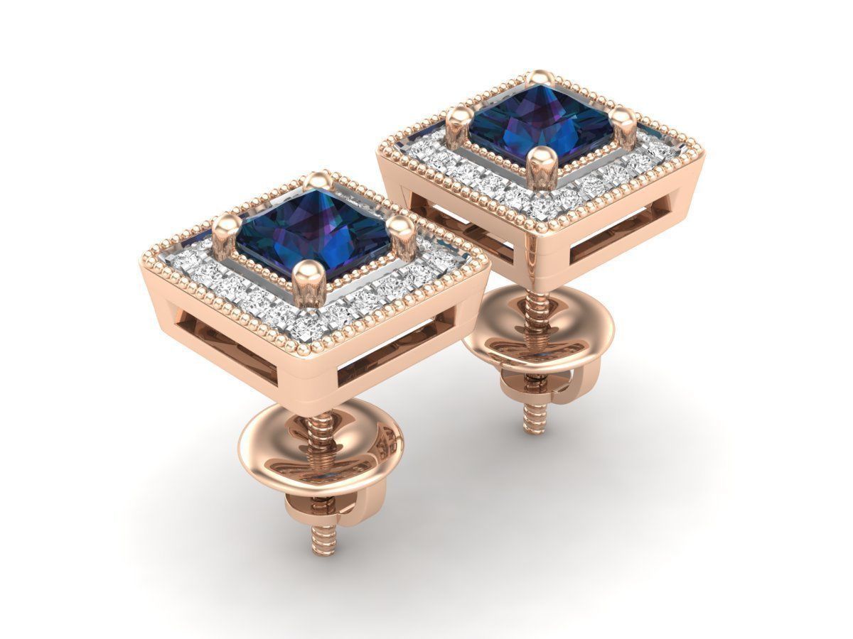 Diamond earrings for woman 3D print model_2