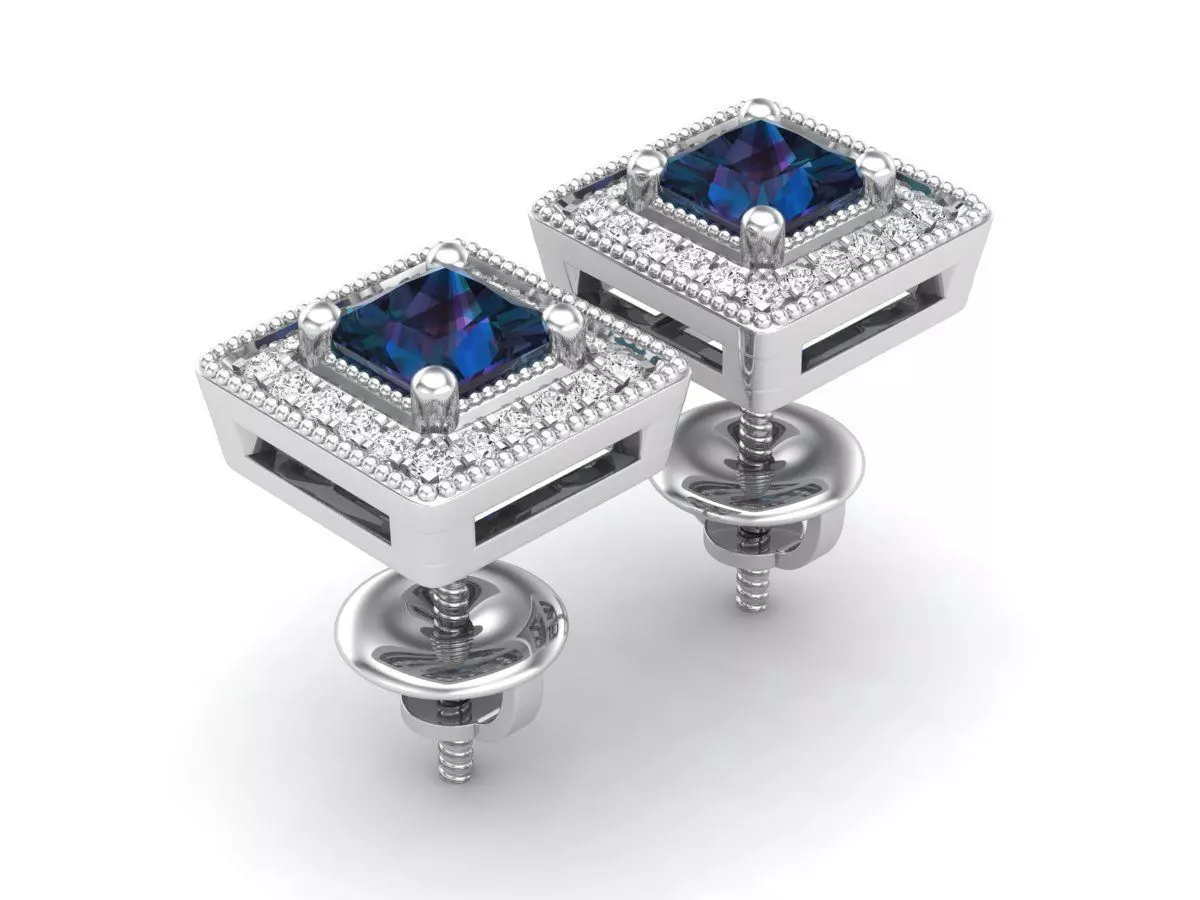 Diamond earrings for woman 3D print model_0