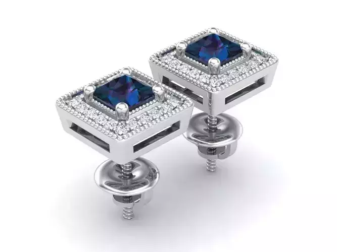 Diamond earrings for woman 3D print model