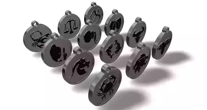 Zodiac sign embossed pendant or keyring inserts