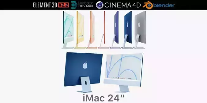 Apple iMac 24 - 2021 all colors 3D model