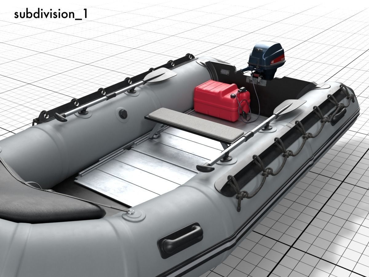rubber dinghy with outboard motor Low-poly 3D model_4