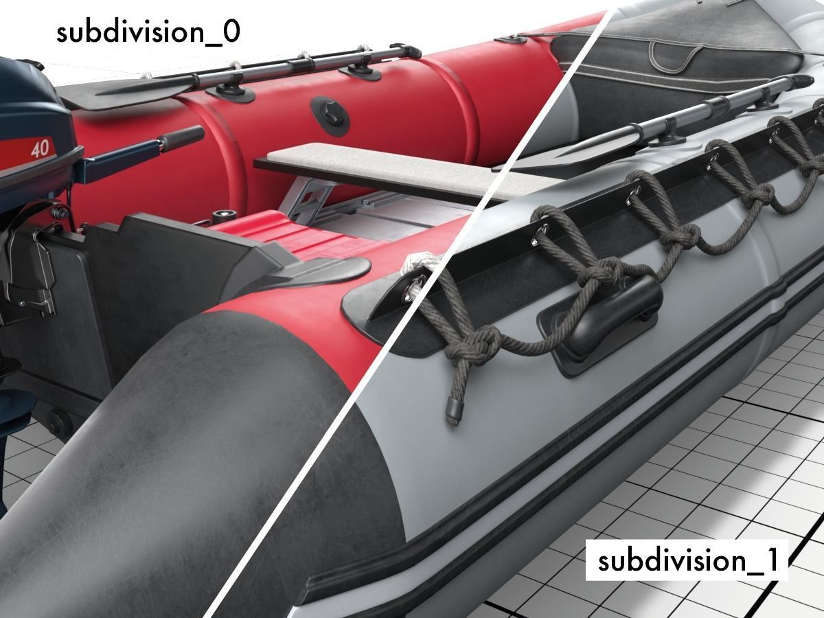 rubber dinghy with outboard motor Low-poly 3D model_17