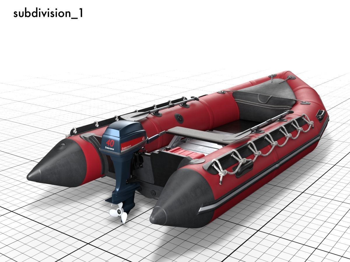 rubber dinghy with outboard motor Low-poly 3D model_11