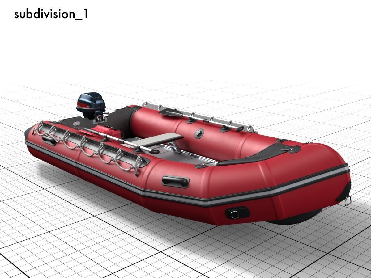 rubber dinghy with outboard motor Low-poly 3D model_9