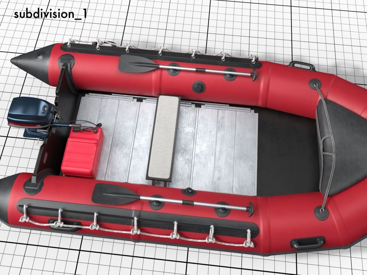 rubber dinghy with outboard motor Low-poly 3D model_14