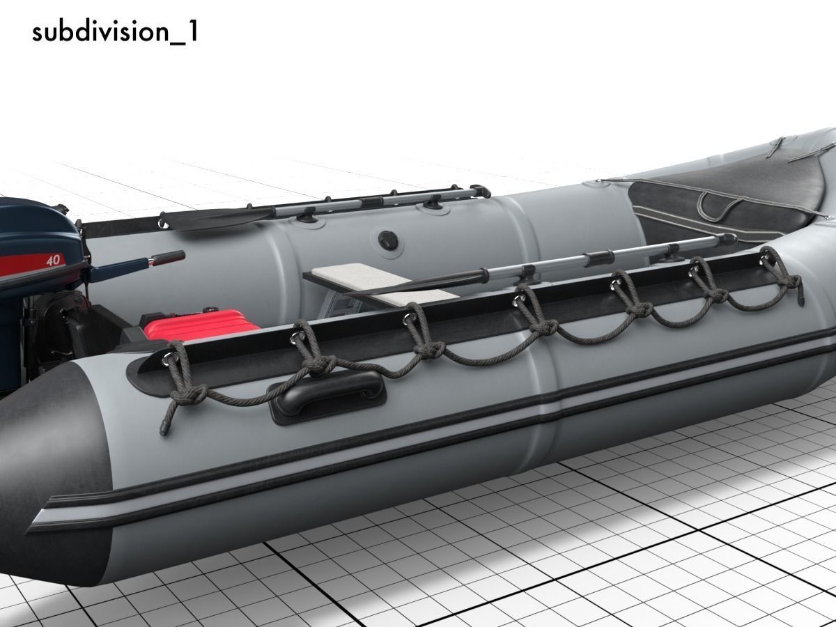 rubber dinghy with outboard motor Low-poly 3D model_10