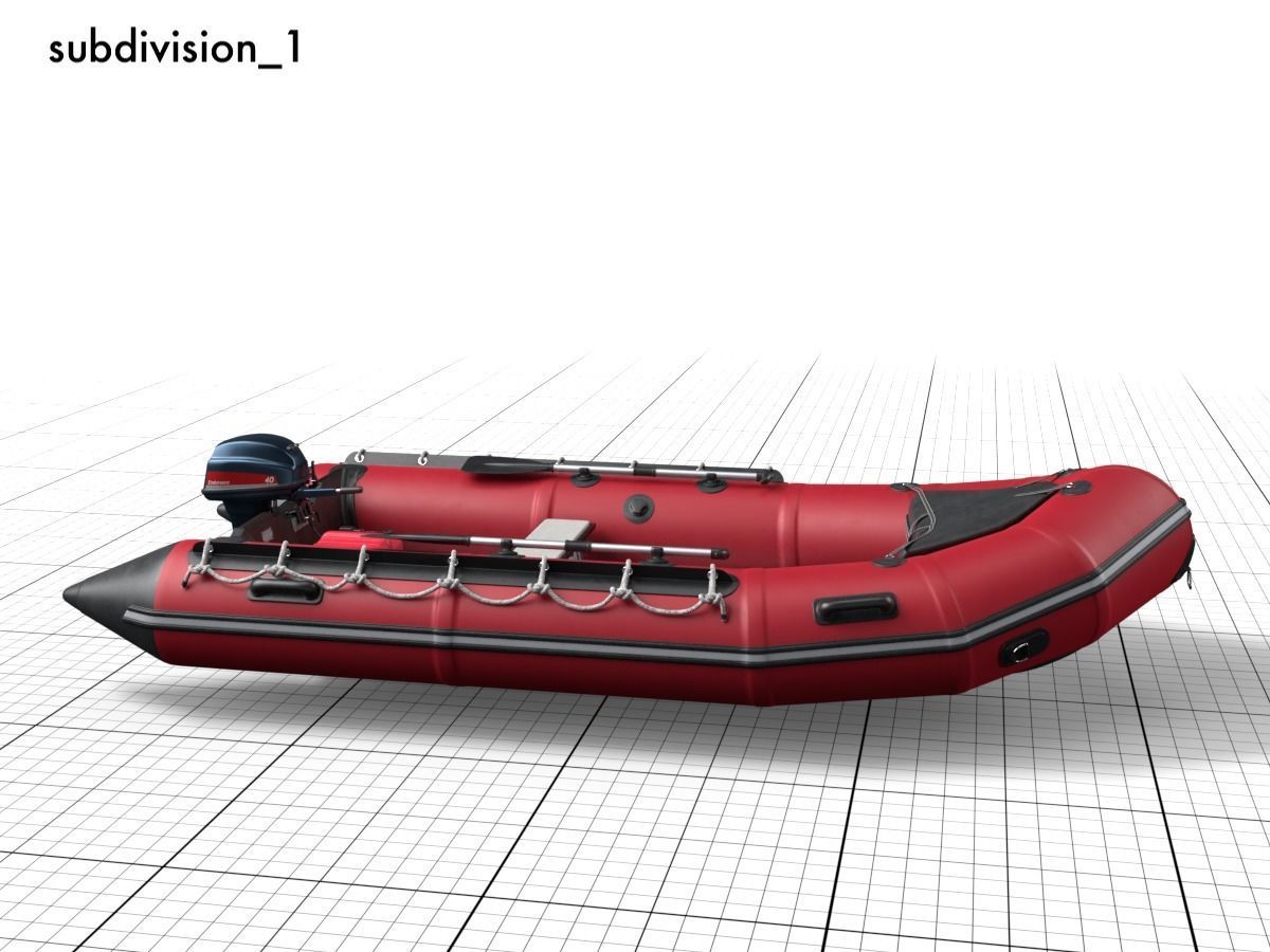 rubber dinghy with outboard motor Low-poly 3D model_12