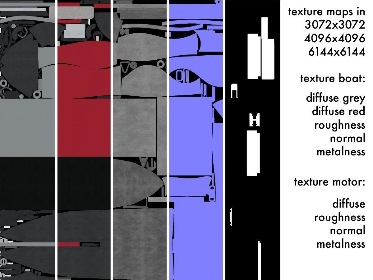 rubber dinghy with outboard motor Low-poly 3D model_19