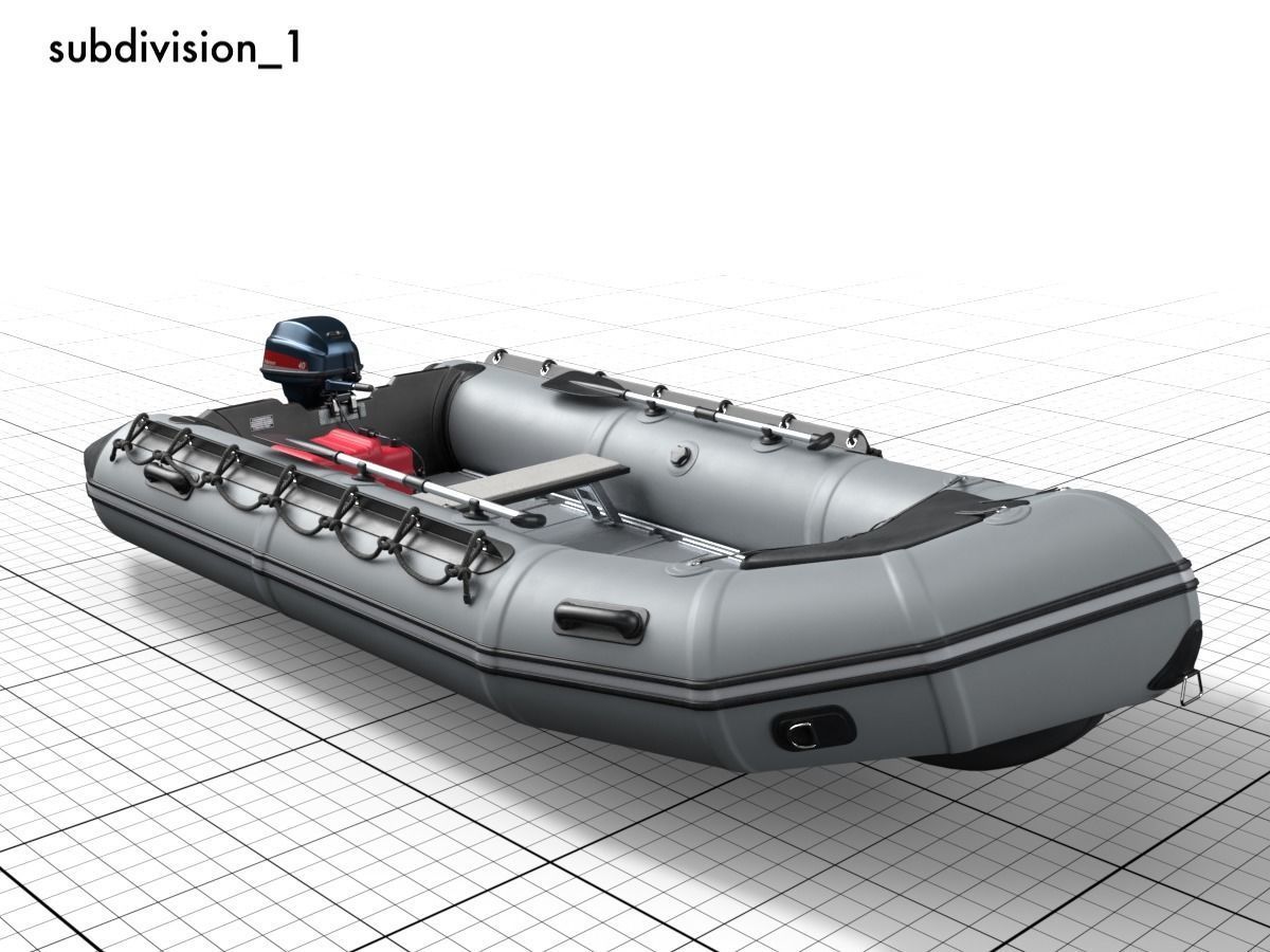rubber dinghy with outboard motor Low-poly 3D model_5