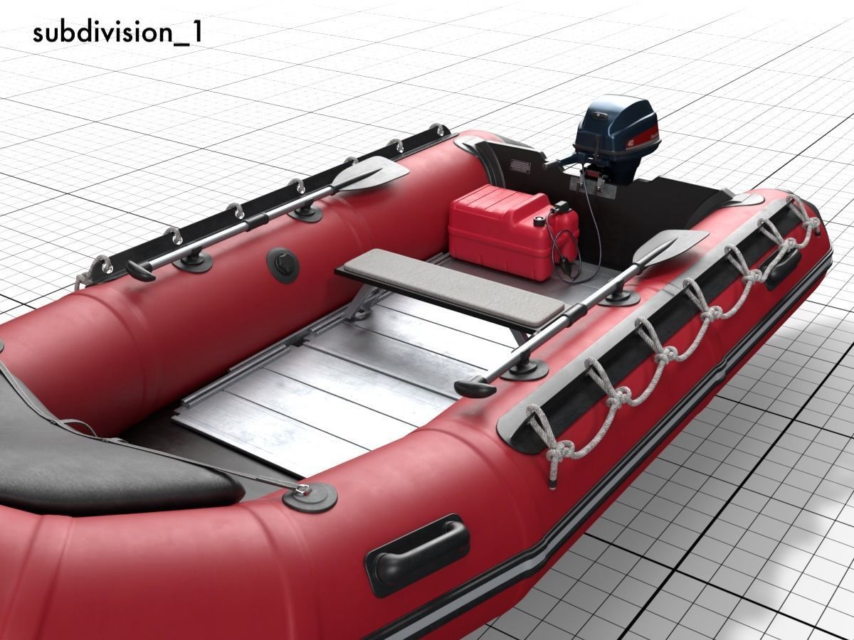 rubber dinghy with outboard motor Low-poly 3D model_13