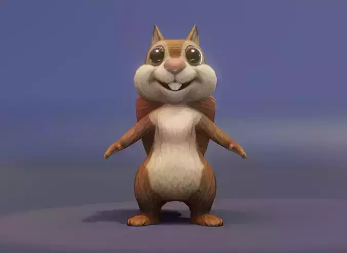 Cartoon Squirrel Rigged 3D Model