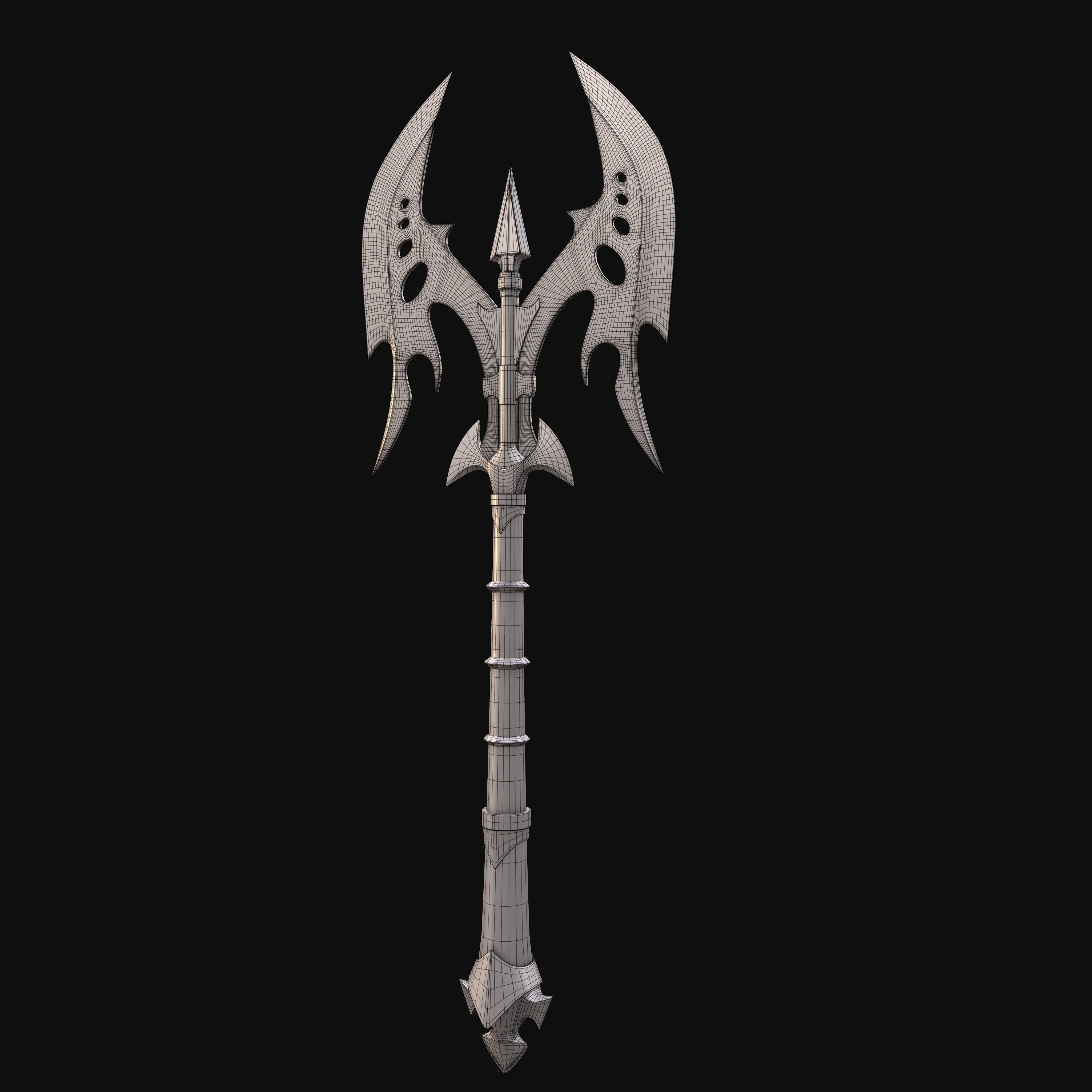Weapons Axe Low-poly 3D model_16