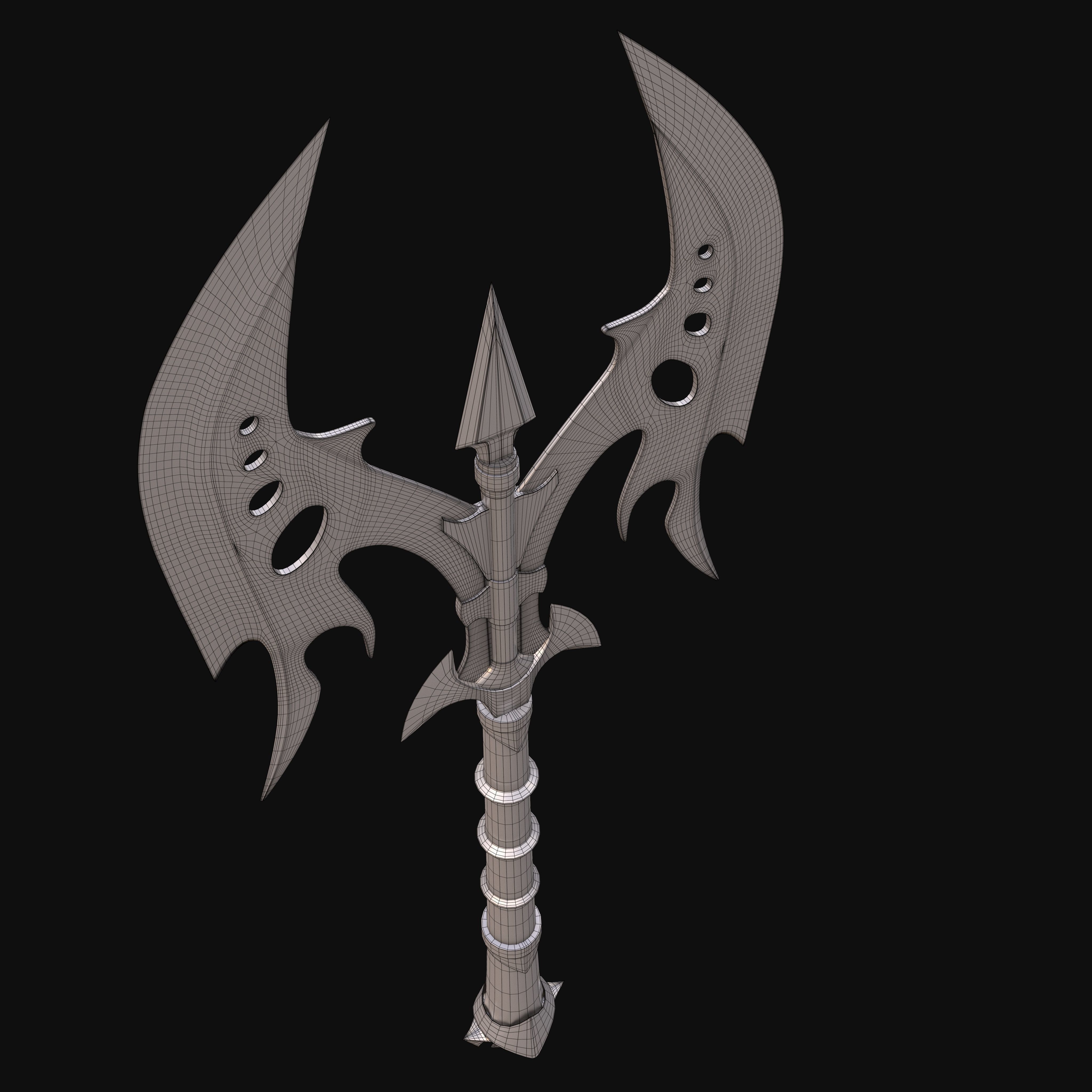 Weapons Axe Low-poly 3D model_17