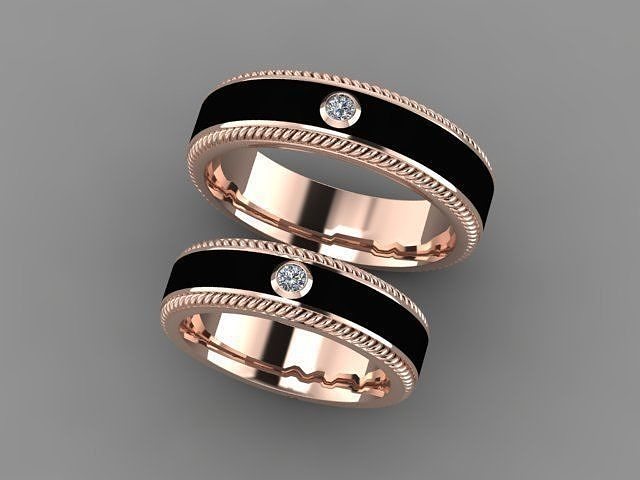 Wedding band-rings with enamel 3D print or cnc model 3D print model