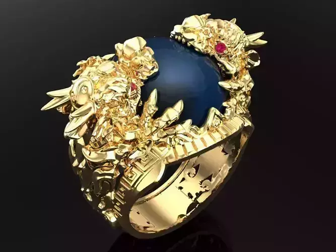 Dragon Ring - Oval Mens Ring - N334