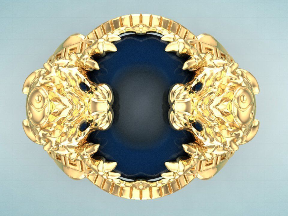 Tiger ring - Oval stone ring - N717 3D print model_4