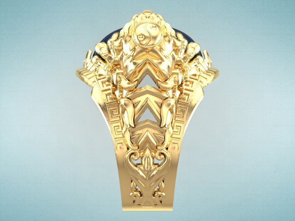 Tiger ring - Oval stone ring - N717 3D print model_6