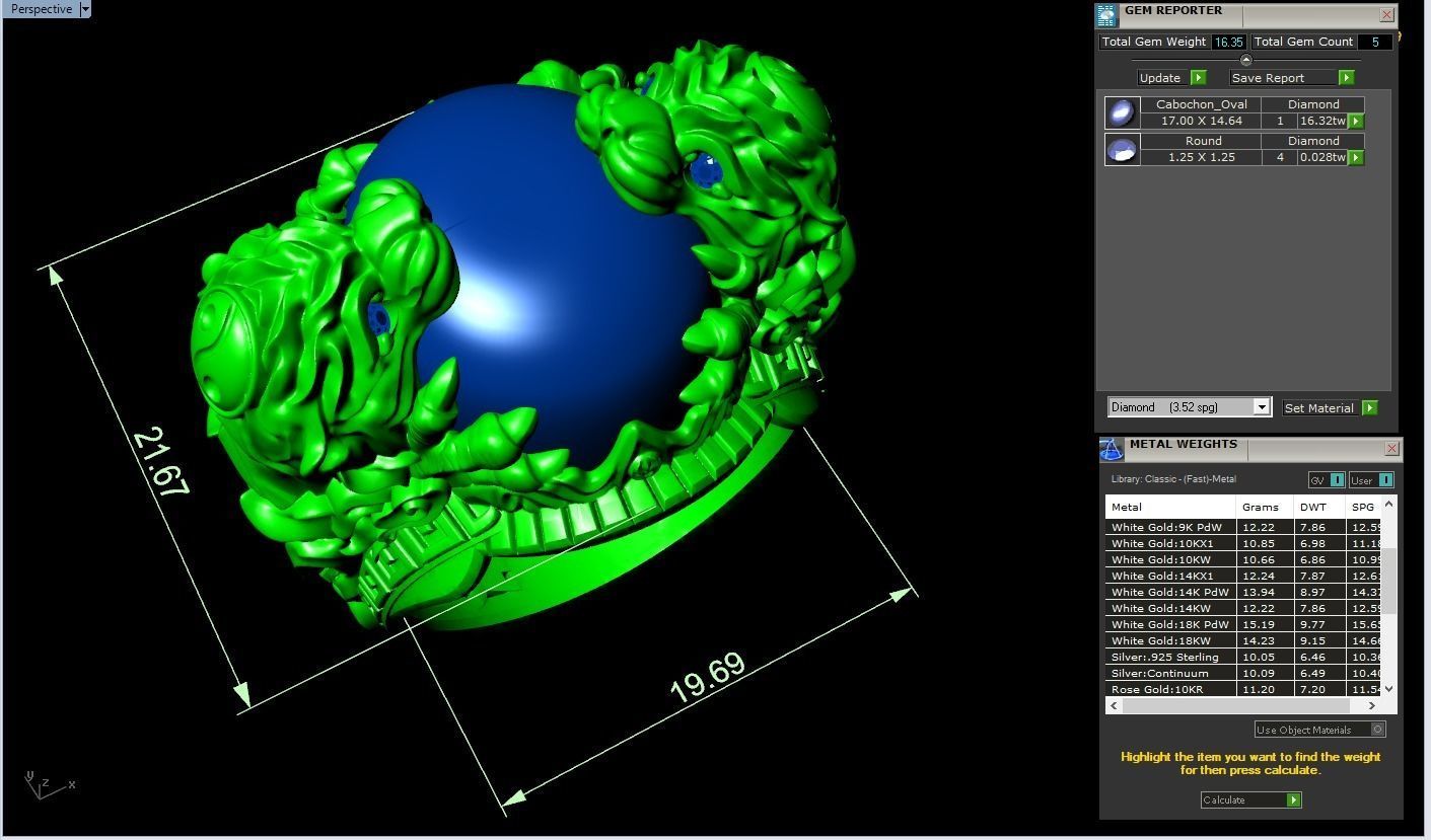 Tiger ring - Oval stone ring - N717 3D print model_8