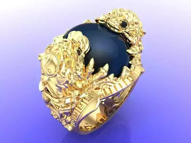 Tiger ring - Oval stone ring - N717