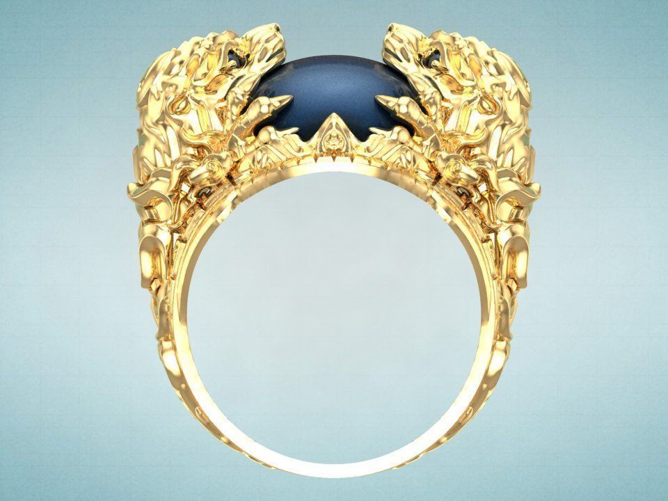 Tiger ring - Oval stone ring - N717 3D print model_5