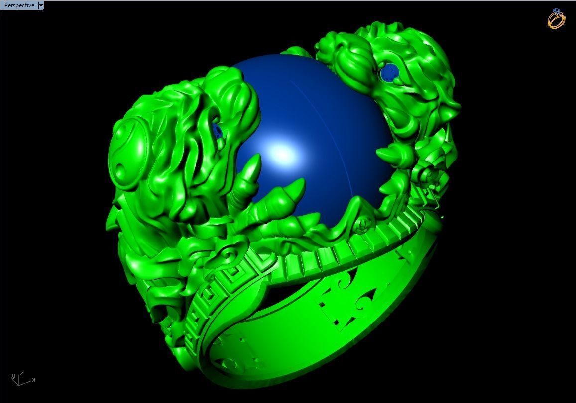 Tiger ring - Oval stone ring - N717 3D print model_7