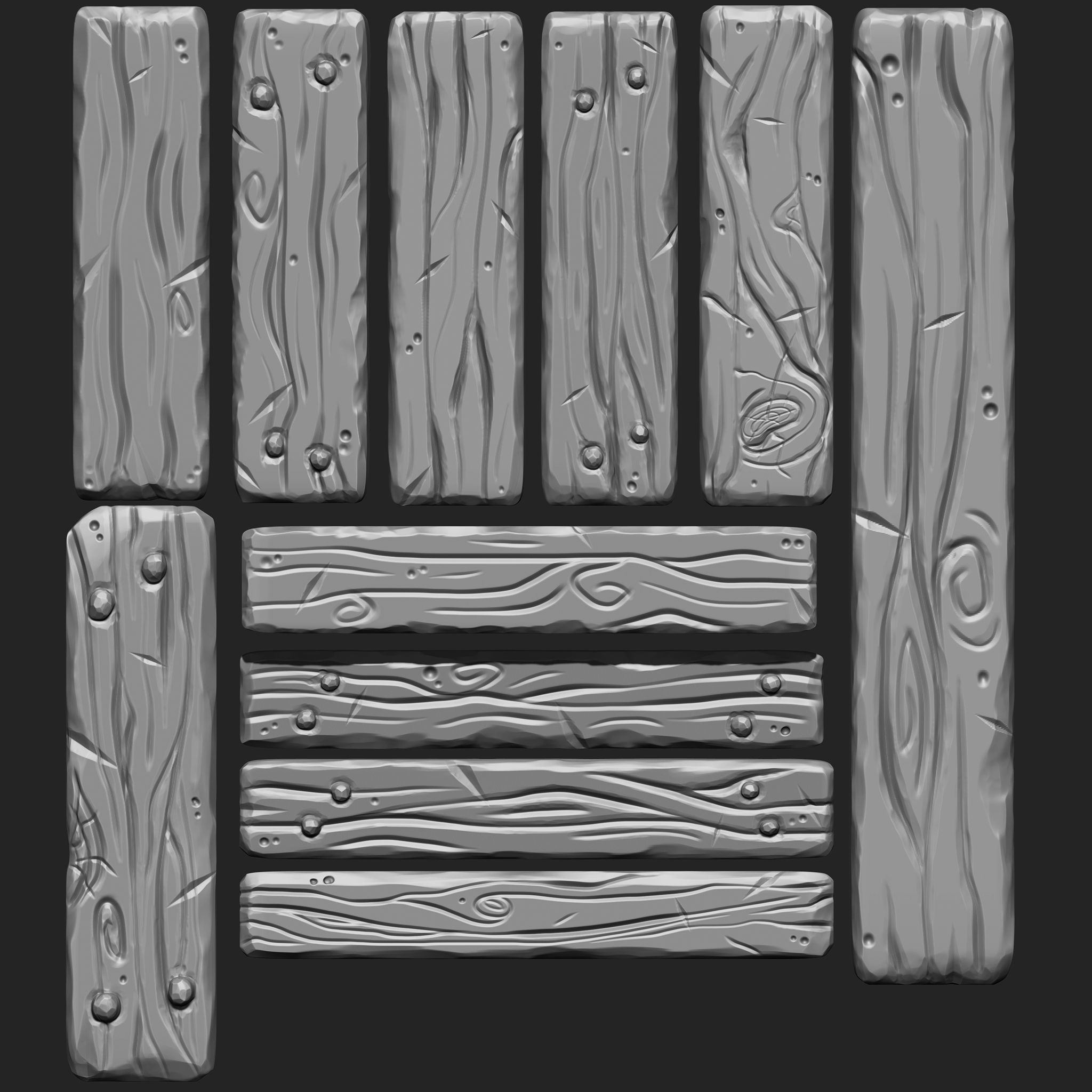 Stylized Wooden Plank IMM Brush Pack 21 in One 3D model_1