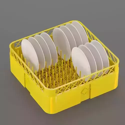 3D Crate dish rack with plates