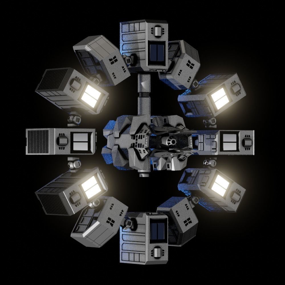 Endurence Interstellar Spaceship Low-poly 3D model_5